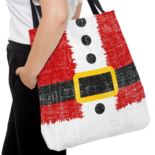 Santa's Coat and Belt Large Tote Bag: Festive Christmas Carryall - Eddy and Rita