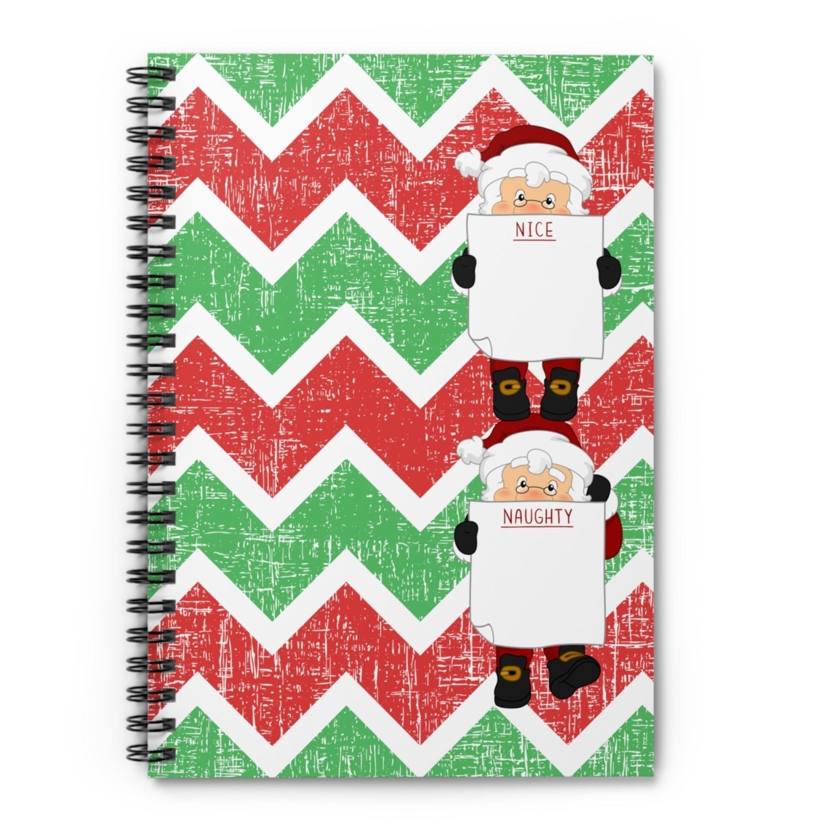 Santa's Naughty and Nice List Dual Spiral Notebook: Chevron Christmas Design - Eddy and Rita