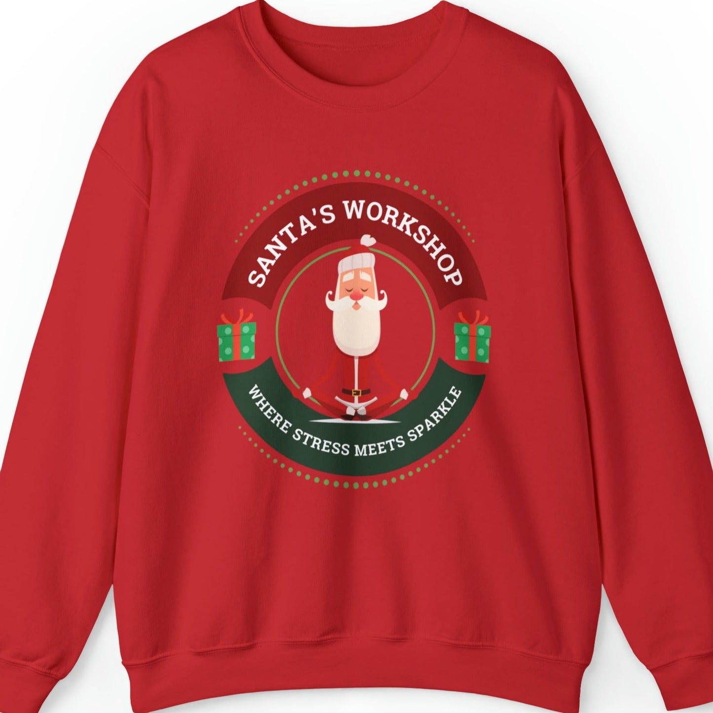 Santa's Workshop: Where Stress Meets Sparkle Women's Sweatshirt with Santa Graphic - Eddy and Rita