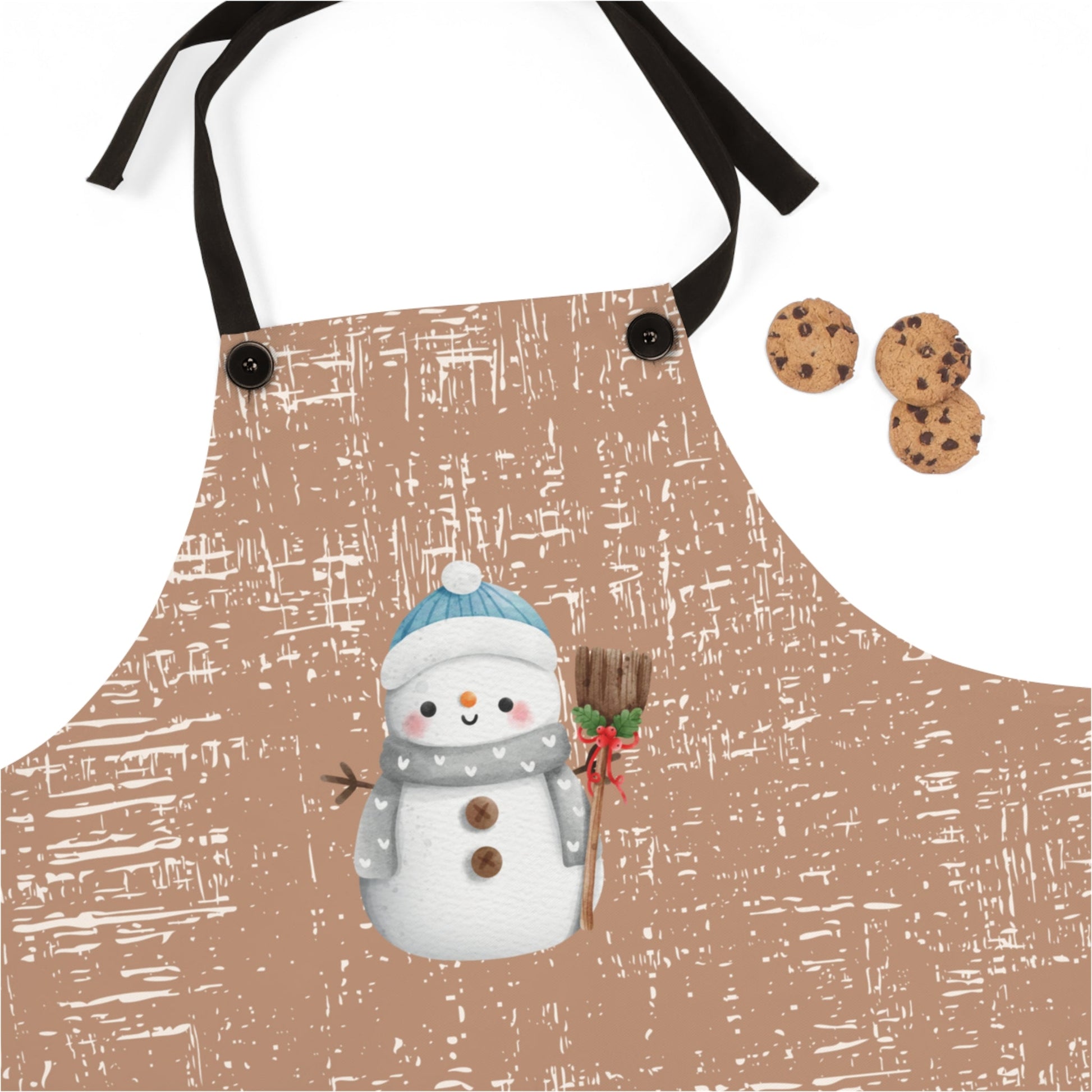 Snowman on Caramel Colored Apron - Eddy and Rita
