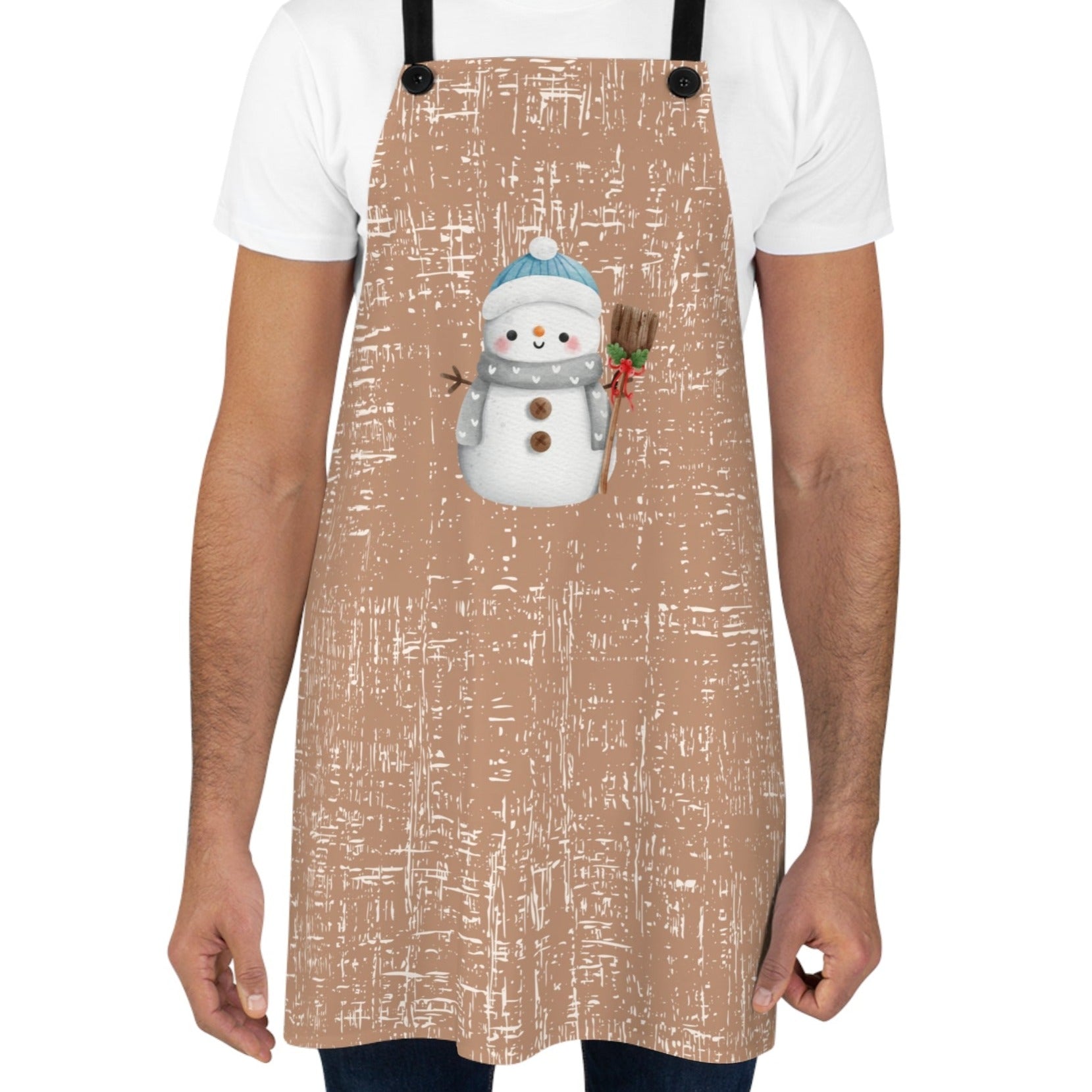 Snowman on Caramel Colored Apron - Eddy and Rita
