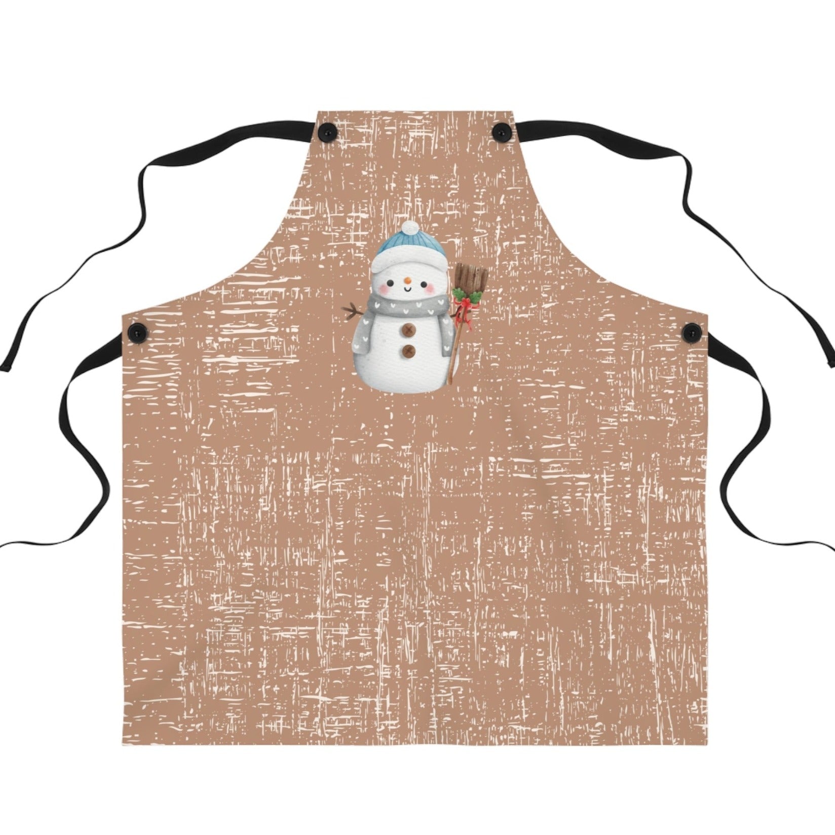 Snowman on Caramel Colored Apron - Eddy and Rita