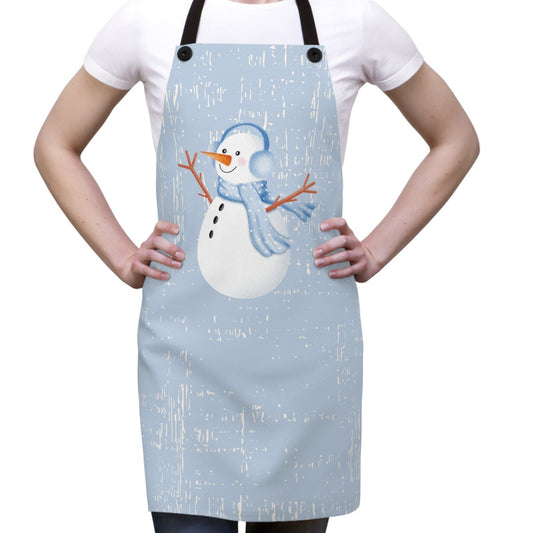 Snowman on Winter Blue Apron - Eddy and Rita