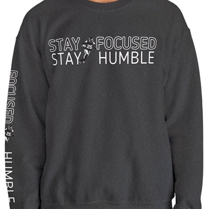 Stay Humble Stay Focused Football Men's Sweatshirt: Player & Sleeve Detail - Eddy and Rita