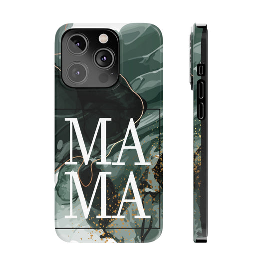 Stylish 'Mama' Black and White Marble Cell Phone Case - Elegant Protective Cover for Moms - Eddy and Rita