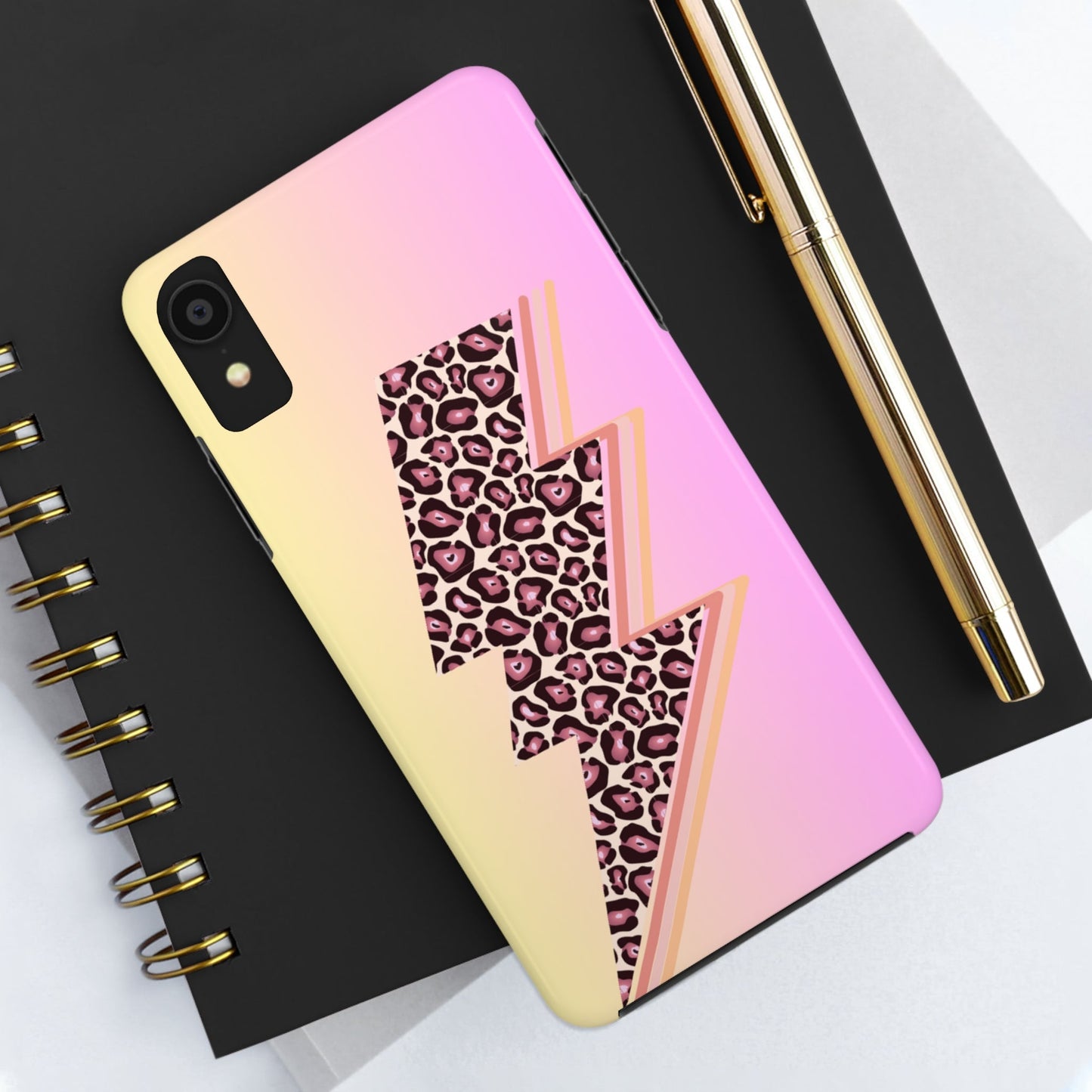 Stylish Pink Leopard Lightning Bolt Cell Phone Cover: Fashion Meets Protection - Eddy and Rita