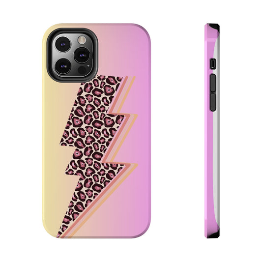 Stylish Pink Leopard Lightning Bolt Cell Phone Cover: Fashion Meets Protection - Eddy and Rita