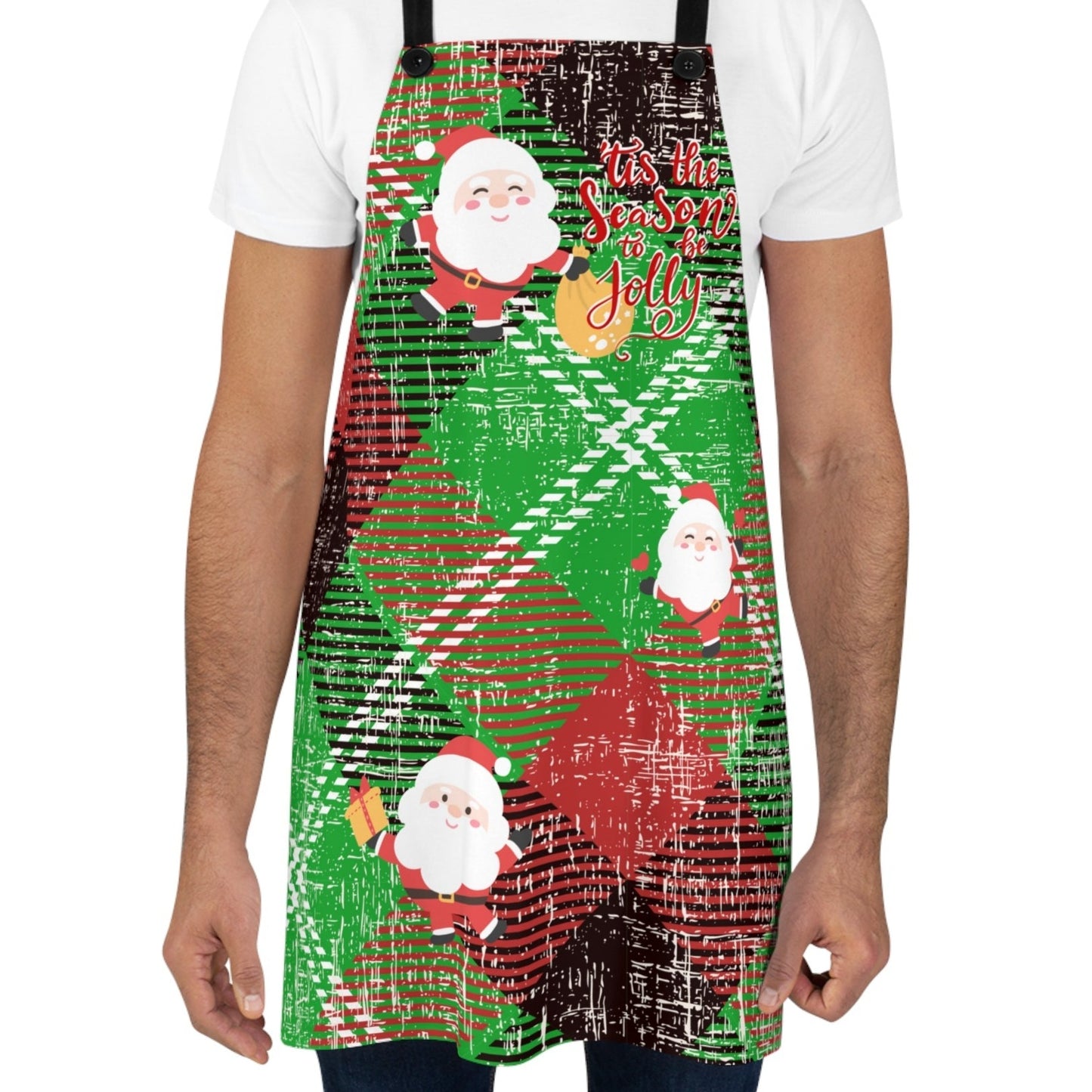 Tis the Season to Be Jolly Red & Green Plaid Apron - Eddy and Rita