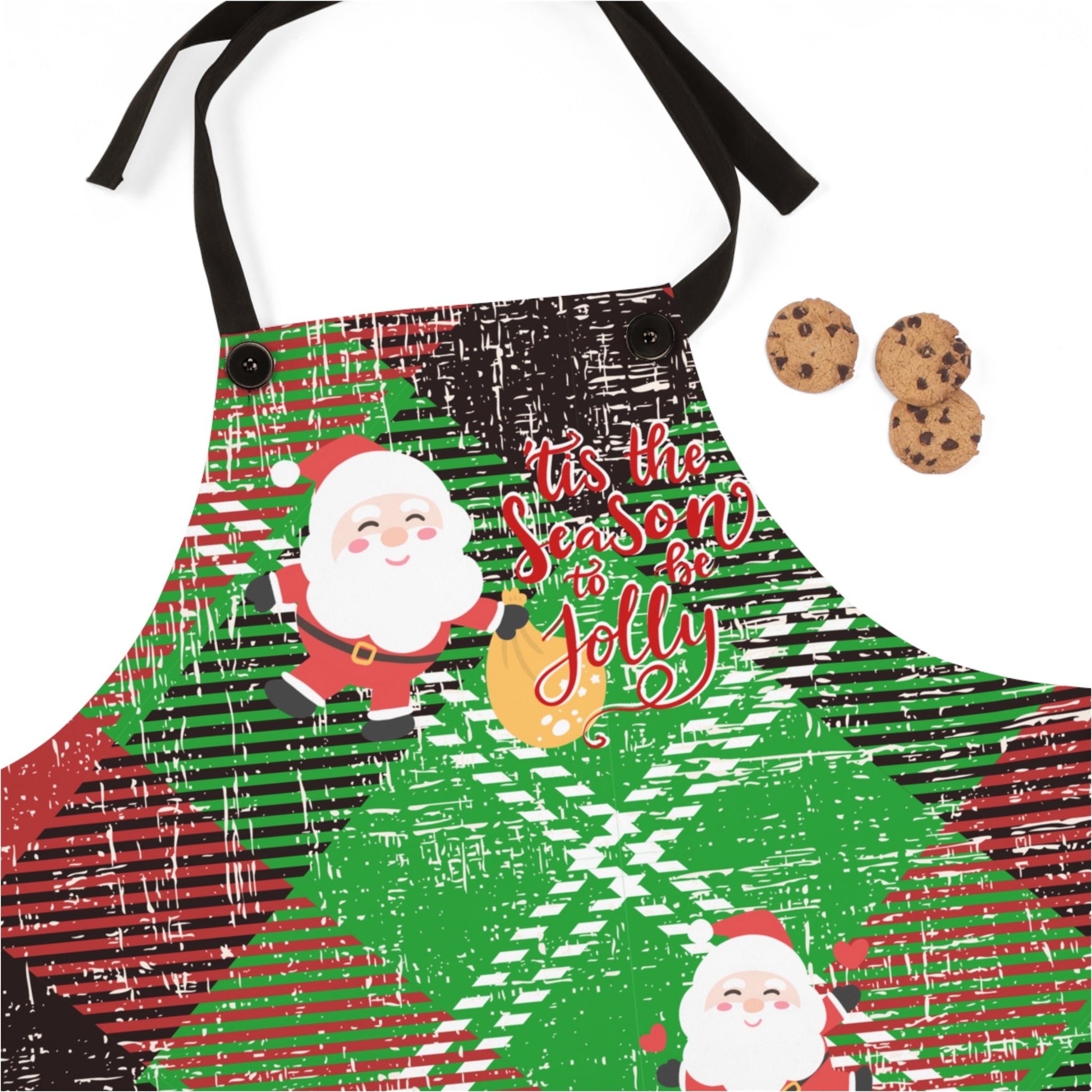 Tis the Season to Be Jolly Red & Green Plaid Apron - Eddy and Rita