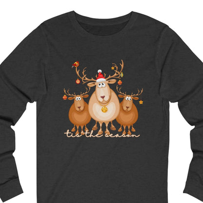 Tis the Season with Three Reindeer Women's Long Sleeve Tee - Festive Holiday Shirt - Eddy and Rita