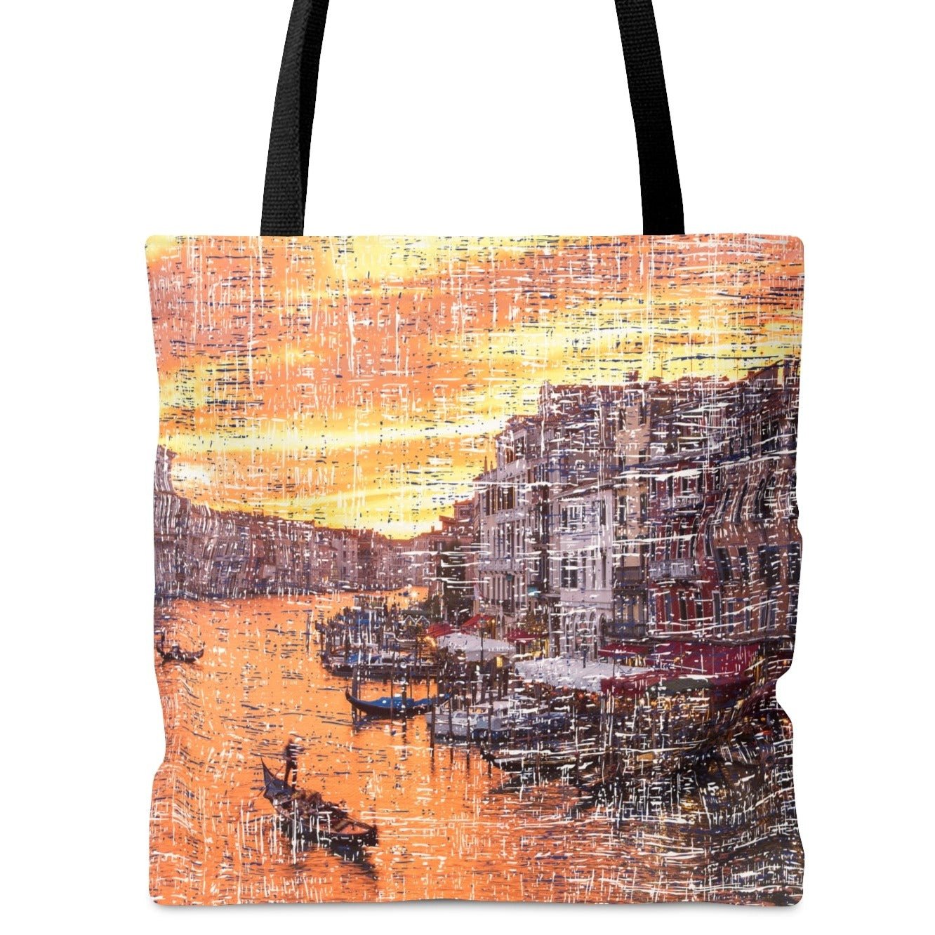 Venice Gondola Scene Large Tote Bag - Italian Waterfront View Travel Inspired Accessory - Eddy and Rita