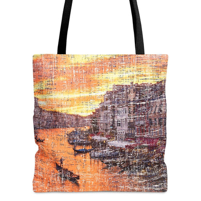 Venice Gondola Scene Large Tote Bag - Italian Waterfront View Travel Inspired Accessory - Eddy and Rita