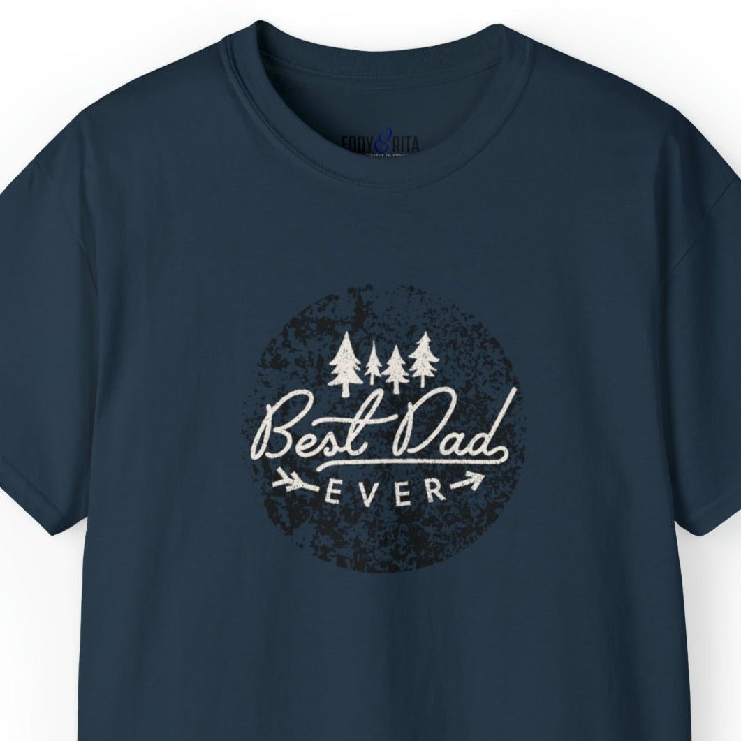 Vintage-Style 'Best Dad Ever' Distressed Circle Men's Tee - Stylish and Heartfelt Shirt - Eddy and Rita