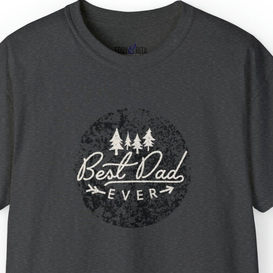 Vintage-Style 'Best Dad Ever' Distressed Circle Men's Tee - Stylish and Heartfelt Shirt - Eddy and Rita
