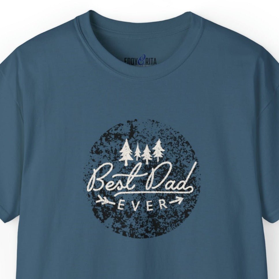 Vintage-Style 'Best Dad Ever' Distressed Circle Men's Tee - Stylish and Heartfelt Shirt - Eddy and Rita
