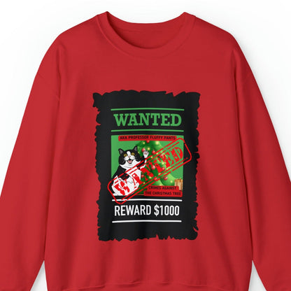 Wanted Reward $1000: Women's Christmas Sweatshirt – Festive Cat-Themed Apparel - Eddy and Rita