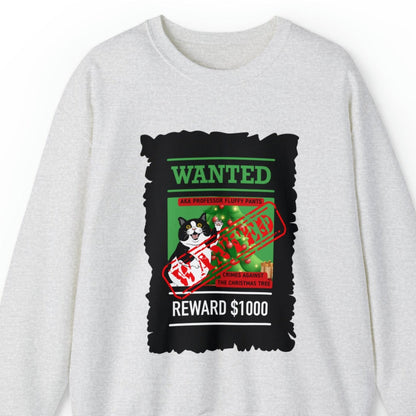 Wanted Reward $1000: Women's Christmas Sweatshirt – Festive Cat-Themed Apparel - Eddy and Rita