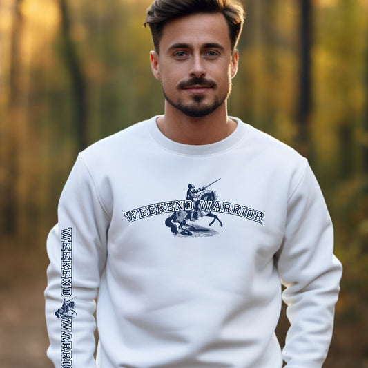 Weekend Warrior Horse Men's Sweatshirt: Stylish Sleeve Detail for Active Days - Eddy and Rita