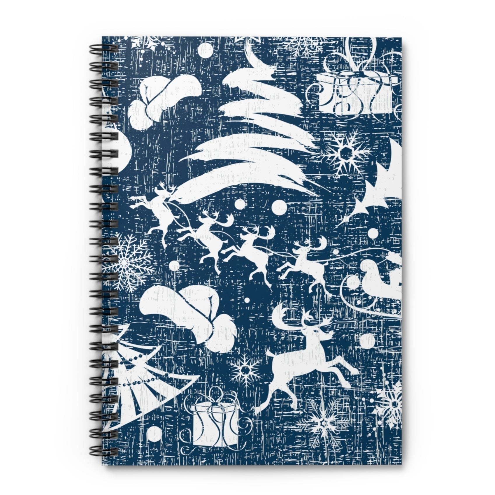 White Christmas Images on Blue Spiral Notebook - Ruled Line: Festive Holiday Design - Eddy and Rita