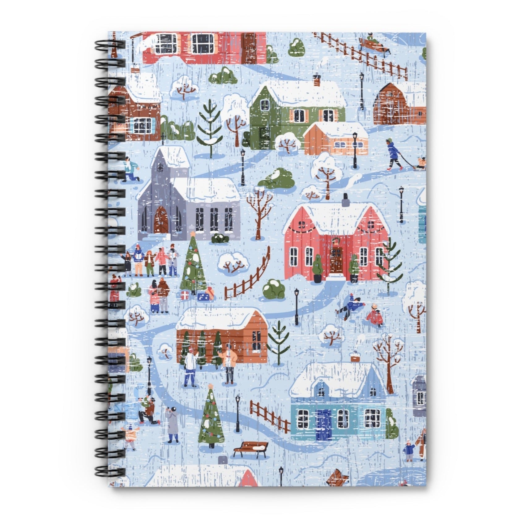 Winter Wonderland Spiral Notebook - Ruled Line: Snowy Village Scene - Eddy and Rita