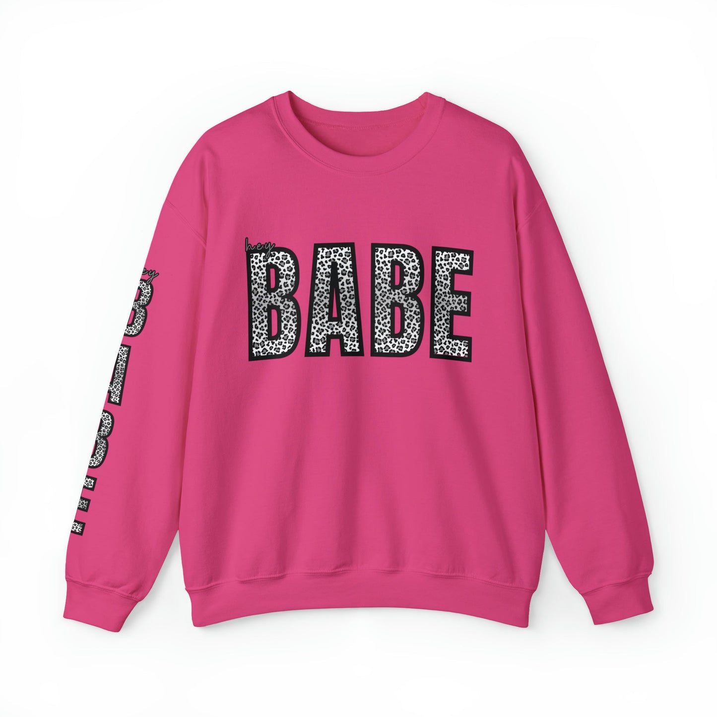 Women's 'Hey Babe' Leopard Print Sweatshirt with Stylish Sleeve Detail - Eddy and Rita