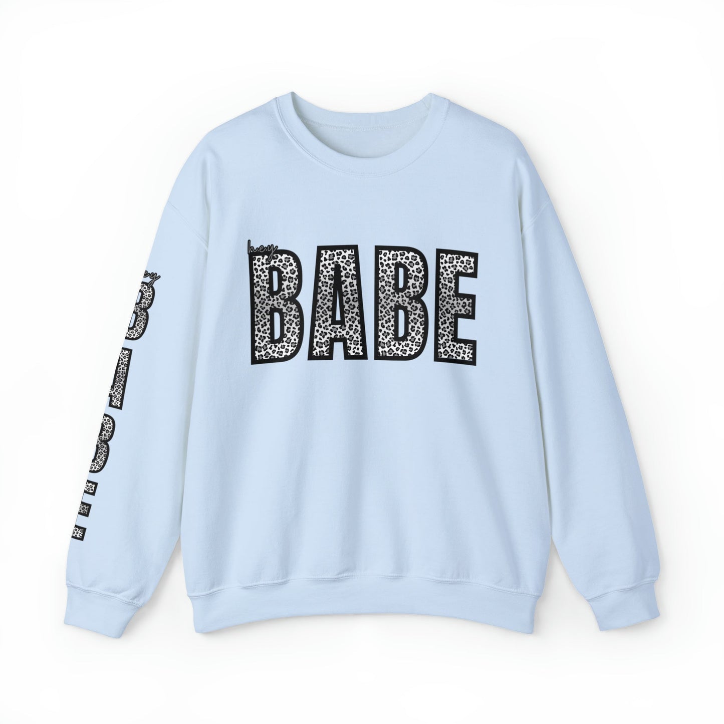 Women's 'Hey Babe' Leopard Print Sweatshirt with Stylish Sleeve Detail - Eddy and Rita