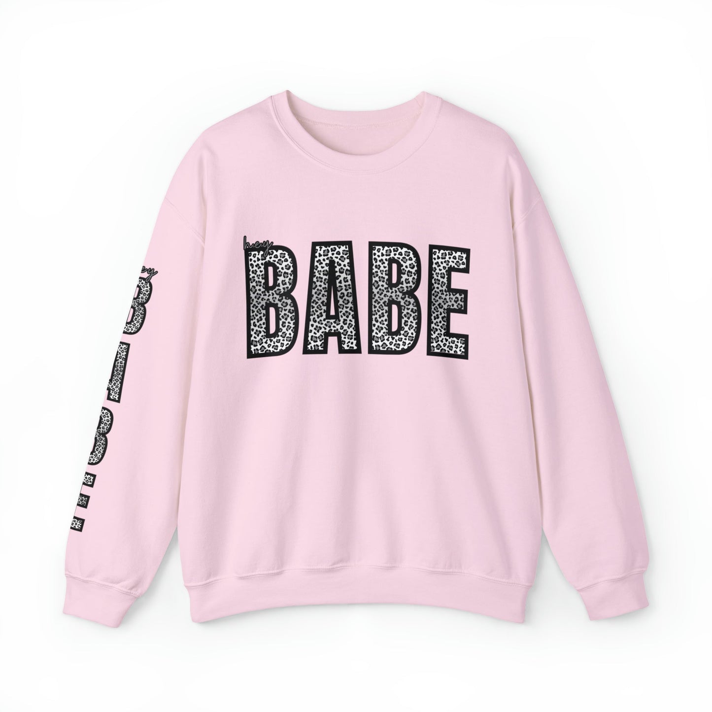 Women's 'Hey Babe' Leopard Print Sweatshirt with Stylish Sleeve Detail - Eddy and Rita