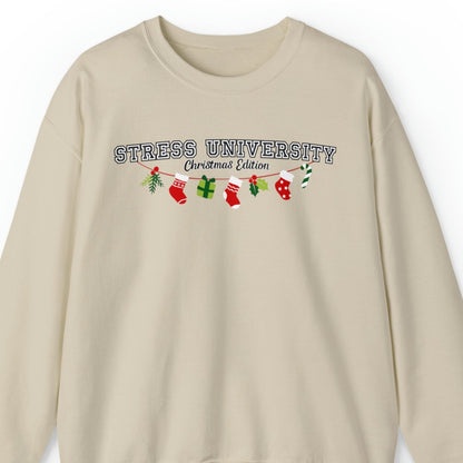 Women's 'Stress University Christmas Edition' Sweatshirt with Stockings - Eddy and Rita