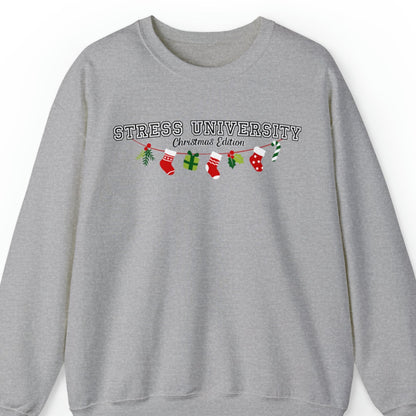 Women's 'Stress University Christmas Edition' Sweatshirt with Stockings - Eddy and Rita