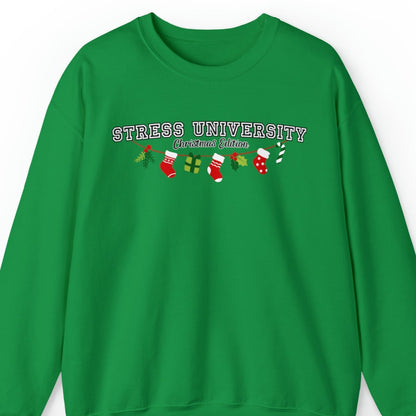 Women's 'Stress University Christmas Edition' Sweatshirt with Stockings - Eddy and Rita