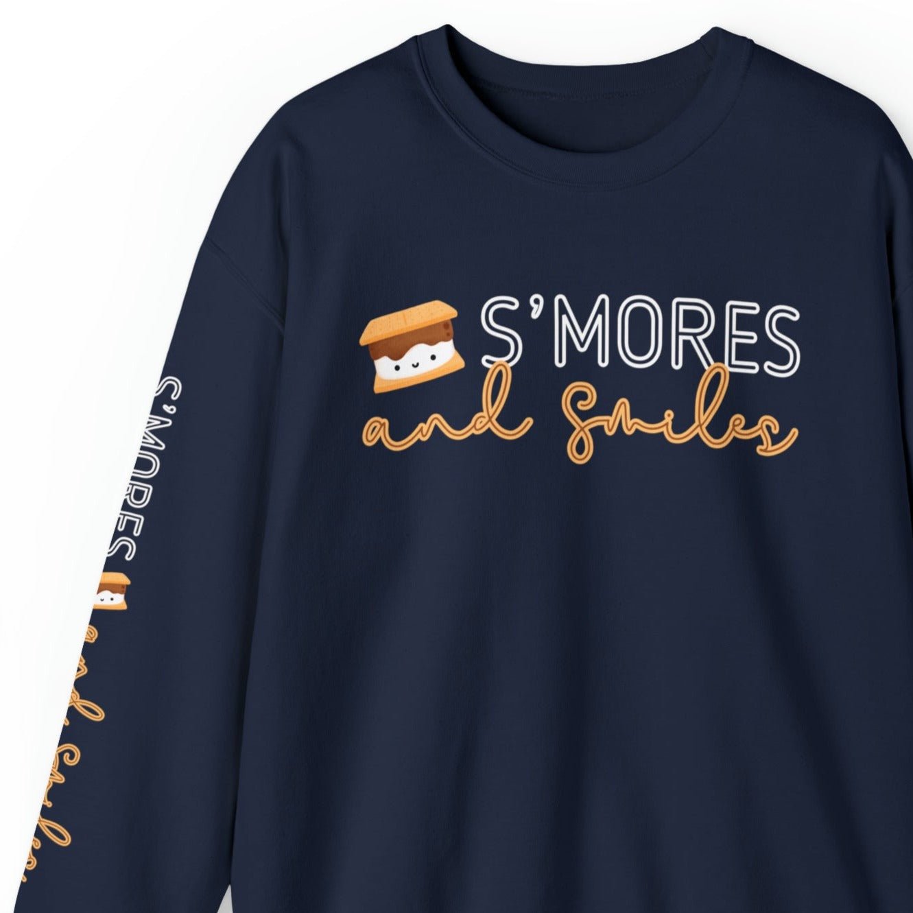 Women's Sweatshirt - 'S'mores and Smiles' with Cute S'more Design and Sleeve Detail - Eddy and Rita
